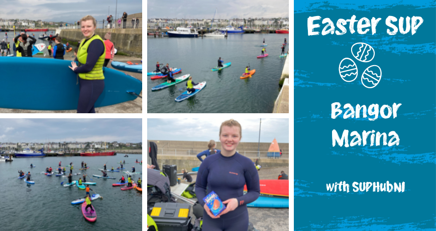 Imogen enjoying the Easter SUP experience in Bangor Marina